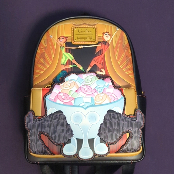 Loungefly Coraline backpack, Miss Spink and Miss Forcible / Candy - Picture 1 of 9